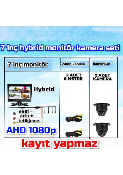 7''ekran + 2 Adet 150'' Ahd 1080p Ultra Mini Kamera Kayıt Yapmaz