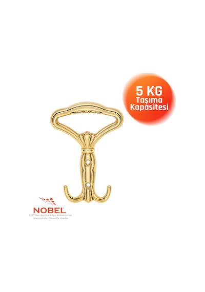 Klasi K Portmanto Askısı, Metal Vestiyer Askısı, Altin, Duvar Ve Dolap Askılığı 5'li Set Vidalı Altın