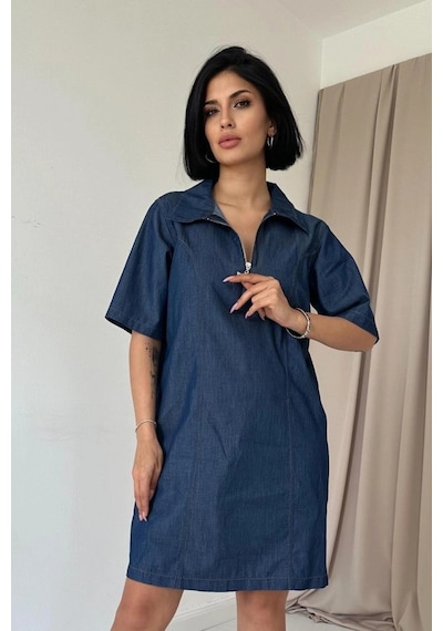 Valensdesign Mavi Tencel Kuplu Elbise