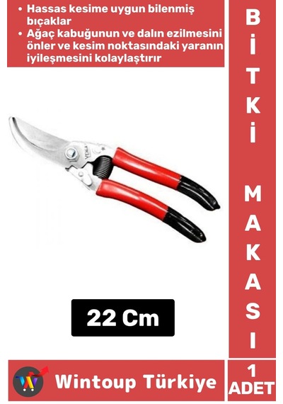 Premium Ergonomik Keskin Yaylı Ağaç Bitki Çiçek Bağ Budama Makası 22 Cm
