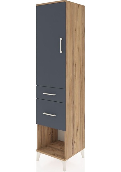 Hyperion Dolap Tek Raflı 2 Çekmeceli Tek Askılı 44x44x195 Çam-antrasit Atlas Çam