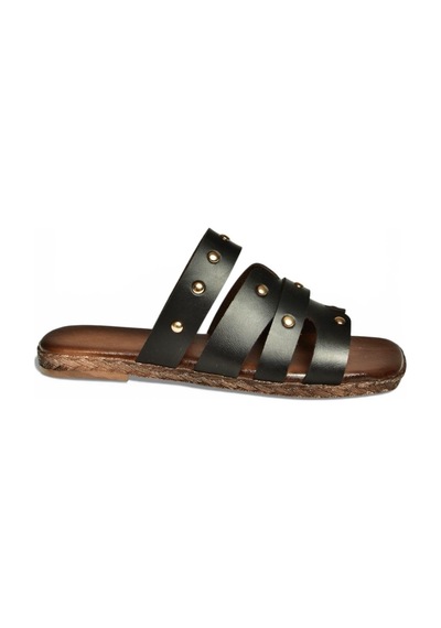 Fox Shoes Y390755203 Siyah Hakiki Deri Kadın Terlik Siyah