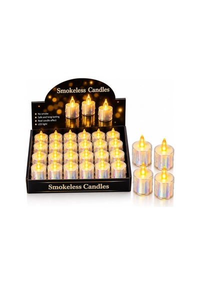24 Adet Orta Boy Pilli Damlalı Akan Mum Modeli - Neon Led Mum Çap : 3.9cm Yükseklik : 6.8cm İ10-019 Renkli
