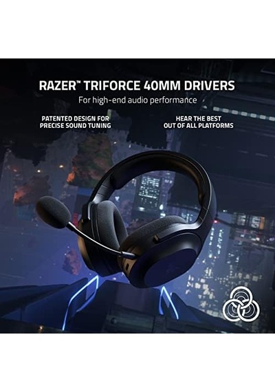 Razer Barracuda X - Kablosuz Çoklu Platform Oyun Ve Mobil Kulaklık Smartswitch Çift Kablosuz, Ergonomik Tasarım, Triforce 40mm, Kardioid Mikrofon, Kulaklık Üstü Kontroller, 50 Saat Pil Usb-c Siyah