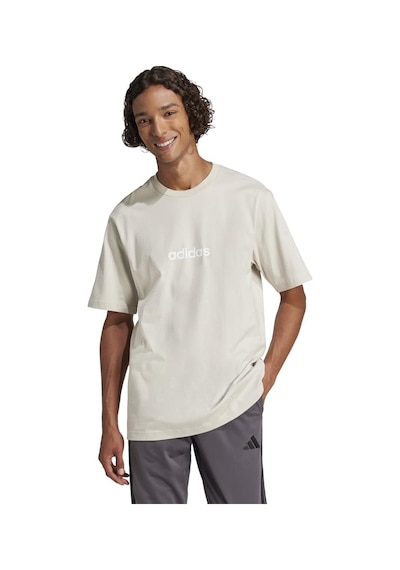 Adidas Essentials Linear Sj Erkek Ekru Bisiklet Yaka Tişört Ekru