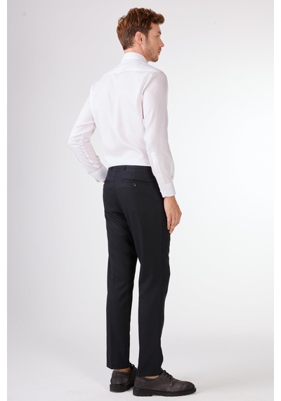 Dufy Koyu Lacivert Armürlü Slim Fit Casual Takım Elbise Lacivert