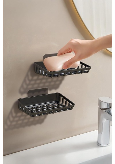 Banyor 6'li Banyo Seti Yapışkanlı Banyo Düzenleyici Şampuanlık Diş Fırçalık Sabunluk Askılık Takımı Gümü Diğer