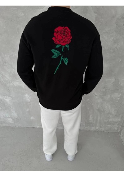 Freedom Storee Erkek 3 İplik Pamuklu Bisiklet Yaka Ön Ve Arka Baskılı Sweatshirt - Siyah Çok Renkli
