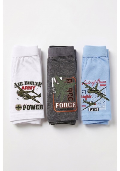 Öts Erkek Çocuk 3 Lü Pamuklu Boxer Baskılı Premium Günlük Kullanım 7394-3 Renkli