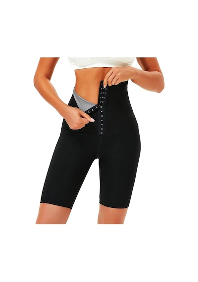 Mistirik Sauna-şort Model Korse Toparlayıcı Ve Sıkılaştırıcı Etkili Yüksek Bel Agraflı Sauna Termal Şort Siyah