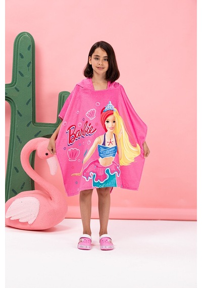 Özdilek Barbie Sea Lisanslı Kadife Çocuk Panço 4/9 Yaş 410930 Pembe