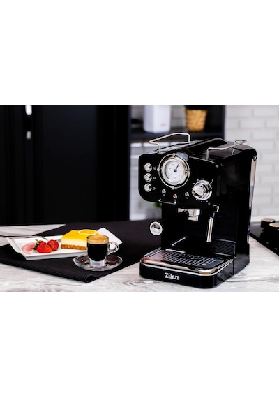 Zln2991 Retro Espresso Kahve Makinesi Espresso-cappiccino-latte 15 Bar Basınç Süt Köpürtücü 1.25l 1100w Siyah Çok Renkli