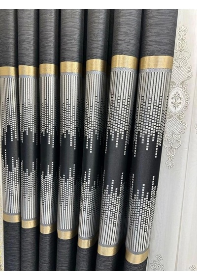 Amasra Ft614164 V-902 Siyah 1/3 Sık Pileli Fon Perde 100 X 270 Cok Renkli