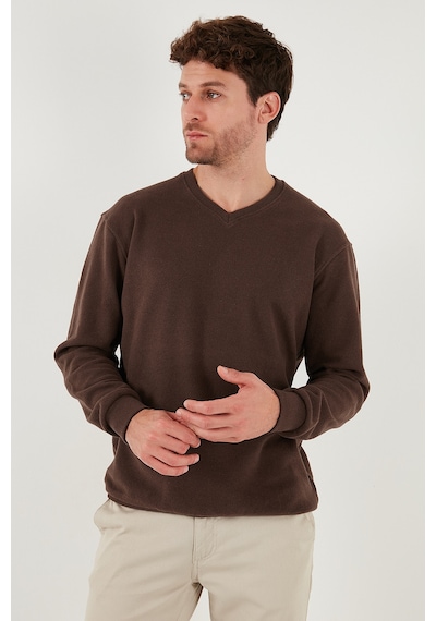 Buratti Pamuklu Regular Fit V Yaka Erkek Kazak 456202 V Kahve