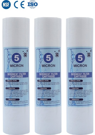 Açık Kasa Su Arıtma Cihazı 5 Mikron Sediment Spun Filtre 3 Adet
