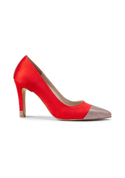 Deery Kırmızı Saten Taşlı Stiletto Kadın Topuklu Ayakkabı - K0030zkrmm01 Kırmızı