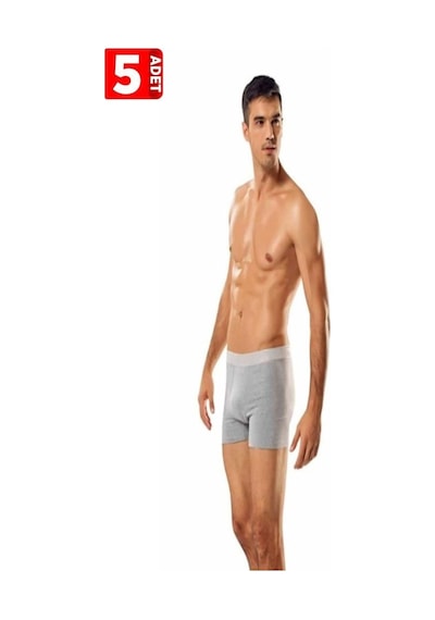 Tutku Erkek Gri Likralı Boxer 5'Li Paket 001