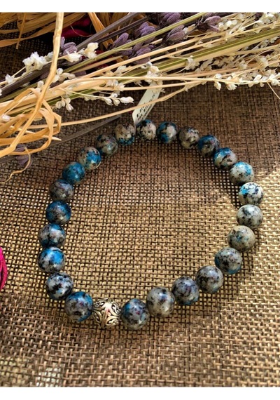 K2 Jasper( Raindrop Azurite) Bileklik(gümüş Malzemeli) Çok Renkli