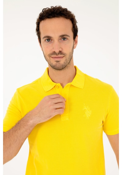 U.S. Polo Assn. Erkek Slim Fit Polo Yaka Sarı Basic Tişört 50294207-VR044