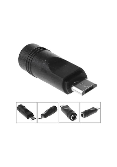 Koodmax - Micro Usb Erkek To Dc 5.5 2.1mm Dişi Soket Çevirici - Dc Güç Adaptörü Fişi Dönüştürücü