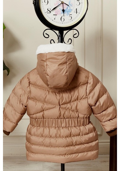 Kız Bebek Kapüşonlu Kışlık Mont 51333 Kahve