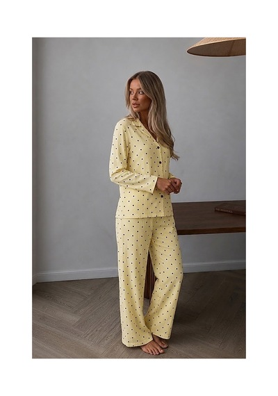 Fit Women Kadın Puantiyeli Ev Giyimi Sarı Pijama Takımı