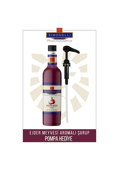 Simonelli Kahve ve Kokteyl Şurubu Ejder Meyve Aromalı 700 ML + Pompa