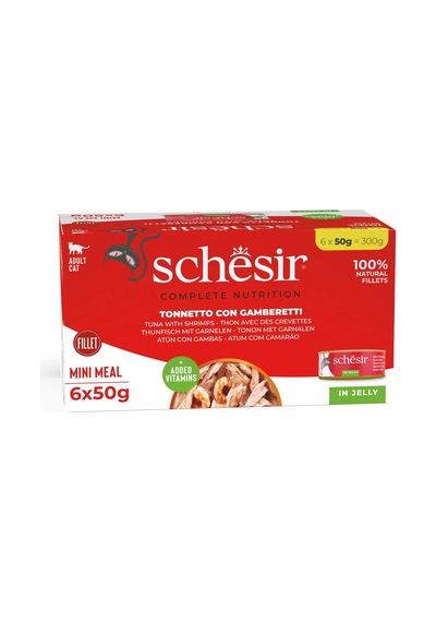Schesir Ton Ve Karidesli Tam Ve Dengeli Jöleli Multipack Kedi Konservesi 6 X 50 G