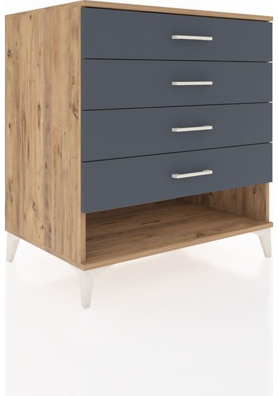 Kronos Şifonyer 4 Çekmeceli 88x59x96 Çam-antrasit Atlas Çam