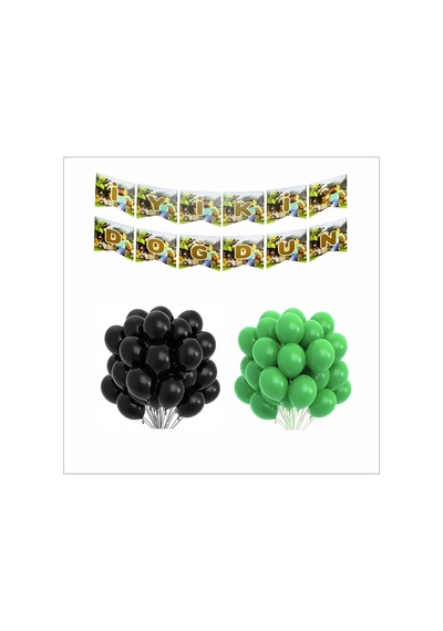 Minecraft Temalı Balon + Banner Seti