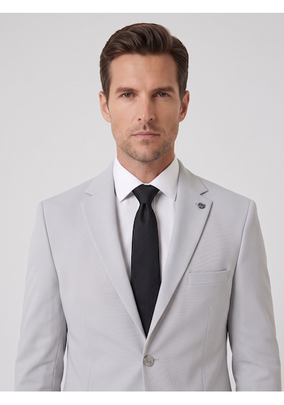 Tk6893 Erkek Klasik 2 Li Takım Elbise 2 Düğmeli Slim Fit Esnek Kumaş Çift Yırtmaçlı 7 Drop Gri