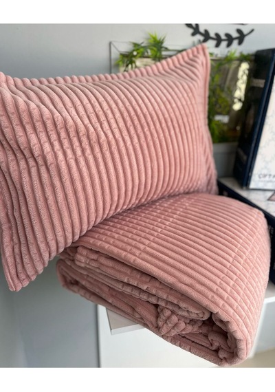 Sarar Merinos Modern Lıne 3 Parça Yatak Örtüsü Battaniye Seti Modernlınepudra02 Pudra