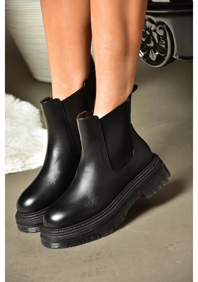 Fox Shoes R555235103 Siyah Hakiki Deri Kadın Bot Siyah-hakiki Deri Siyah