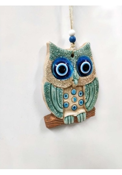 Seramik Mini Baykuş Dekoratif Duvar Süsü 11X14 Cm