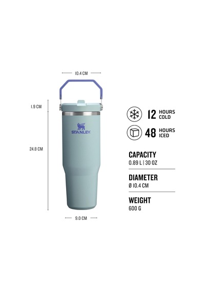Iceflow Flip Straw Tumbler Pipetli Termos Bardak, Koyu Mavi Lupine , 0.89 Litre 1210001957466 Mavi