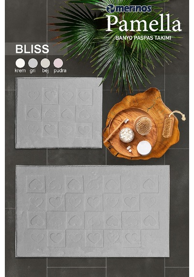 Merinos Pamella 2 Li Banyo Paspas Takımı Bliss Gri Grı gri