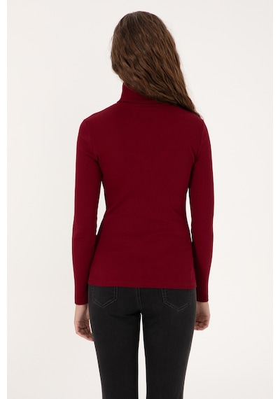 U.S. Polo Assn. Kadın Bordo Balıkçı Yaka Sweatshırt 50313430-VR014