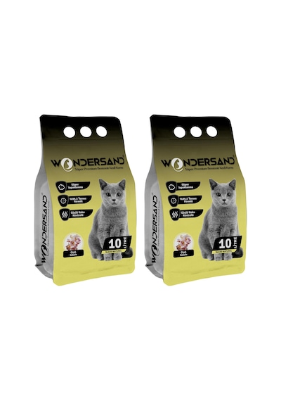 Çiçek Kokulu İnce Tane Topaklanan Kedi Kumu 10 Lt X 2 Adet