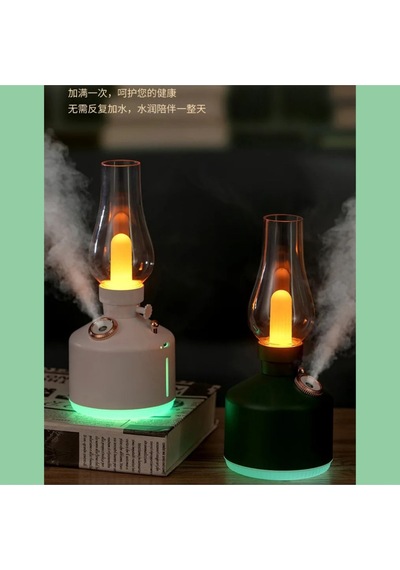 Vilya Vintage Şarjlı Gece Lambası & Hava Nemlendirici Buhar Makinesi Gaz Lambası Retro