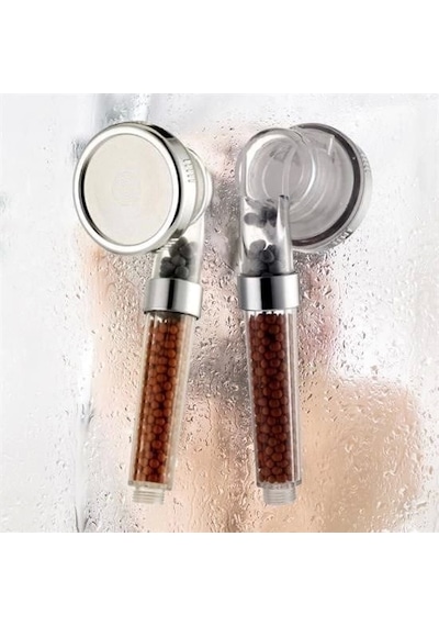 %50 Su Tasarruflu Ve Arıtmalı Doğal Taşlı Banyo El Duş Başlığı Şeffaf