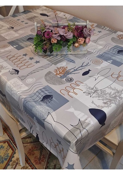 Elyaflı Pvc Masa Örtüsü Modern, Dayanıklı, Silinebilir Ve Şık Görünüm Fnt8292 Mavi