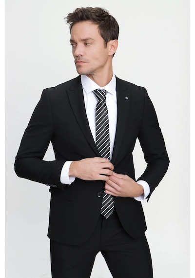 Morven Basic Düz Slim Fit Dar Kesim 6 Drop Erkek Takım Elbise - Siyah 99MC001003001 Siyah