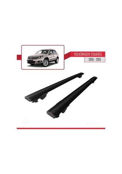 Volkswagen Touareg 2010-2015 Arası İle Uyumlu Hook Model Anahtar Kilitli Ara Atkı Tavan Barı Siyah