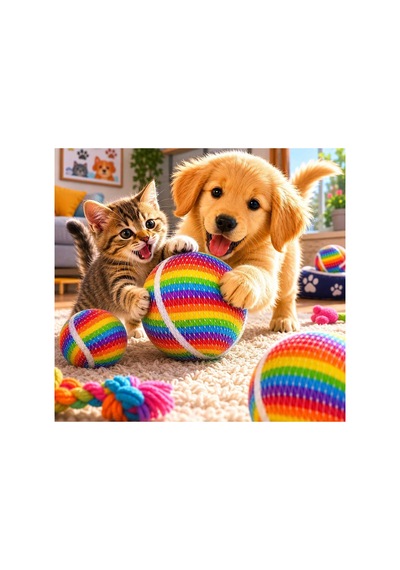3lü Kedi Köpek Çiğneme Oyun Topu 6,5 Cm