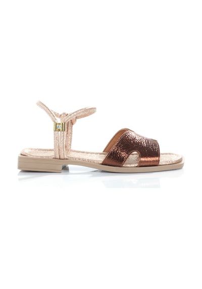Mia028-3013 Hakiki Deri Kadın Günlük Ortopedik Bronz Tatil Sandaleti Bronz