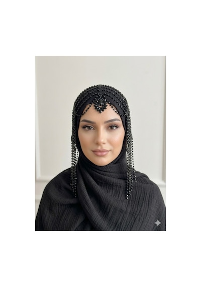 Taşlı Sallantılı Alınlıklı Saç Aksesuarı Gelin,kına,nişan,söz,after,bride,party Siyah - 871609800 Siyah