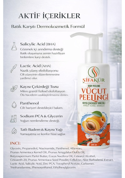 Şifakür Batık Karşıtı Vücut Peelingi 100 Ml Kıl Dönmesi, Pürüzlü Cilt Ve Özel Bölge Bakımı