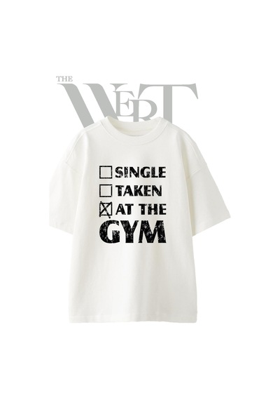 Thewert At The Gym Tasarım Baskılı Ünisex Beyaz Oversize T-shirt