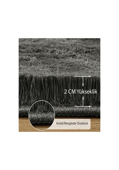 Antrasit Post Peluş Yumuşak Yıkanabilir Kaymaz Dot Taban Salon Koridor Çocuk Halısı Gümüş