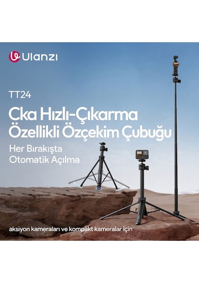 Ulanzi Tt24 Cka 146cm Selfie Stick Tripod Kamera Ve Telefon Uyumlu - S044a